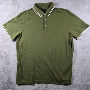 14th & Union Polo Shirt Mens Large Olive Green Tipped Collar Short Sleeve Pique